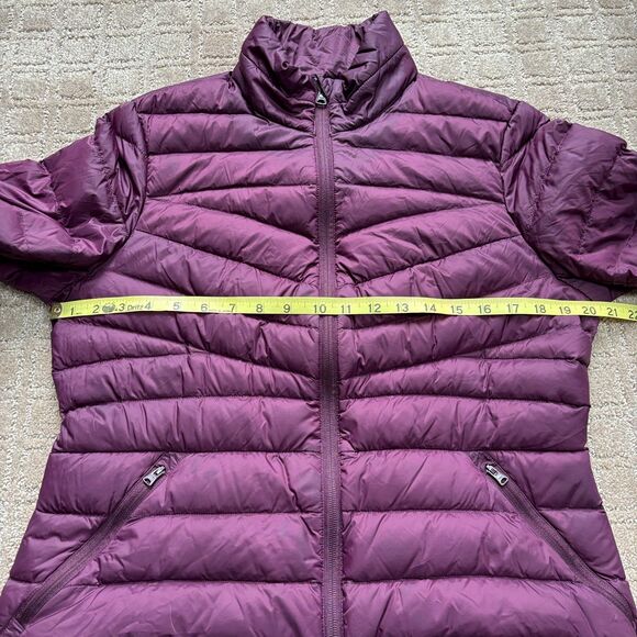 Lands End Down Puffer Down Coat Jacket Women's MP - 10-12 Plum Purple Warm Zip - Picture 4 of 7
